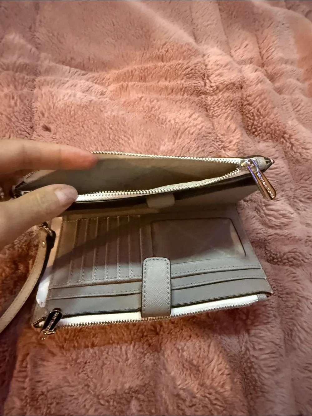 Michael Kors Metallic Silver Logo Wristlet Clutch